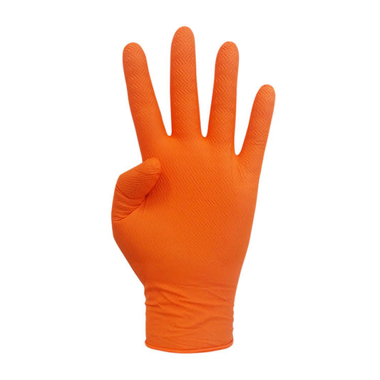 Luvas Nitrilo Diamantadas Laranja Tam. XL